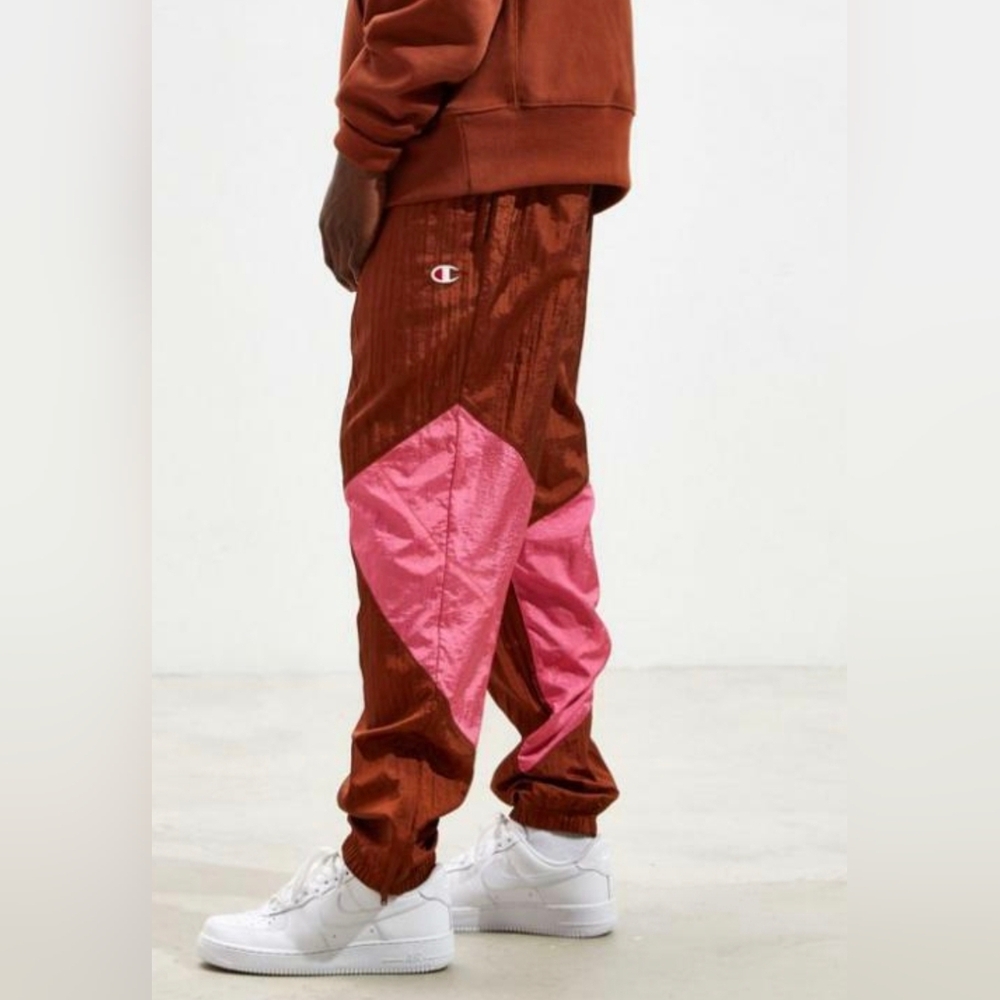 Champion Men's Brown and Pink Colorblock Track Pants